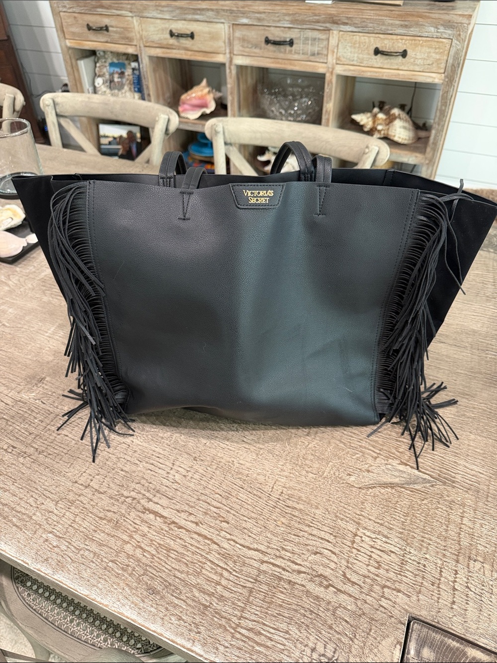 Victoria's Secret Black Fringe Tote